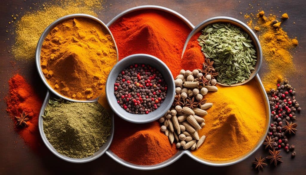 Array of Indian spices