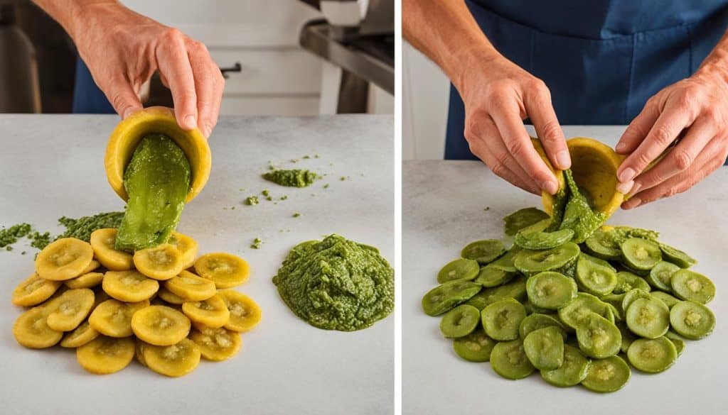 cooking process of patacones